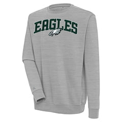 Philadelphia Eagles Antigua Victory Chenille Pullover Sweatshirt Heather Gray