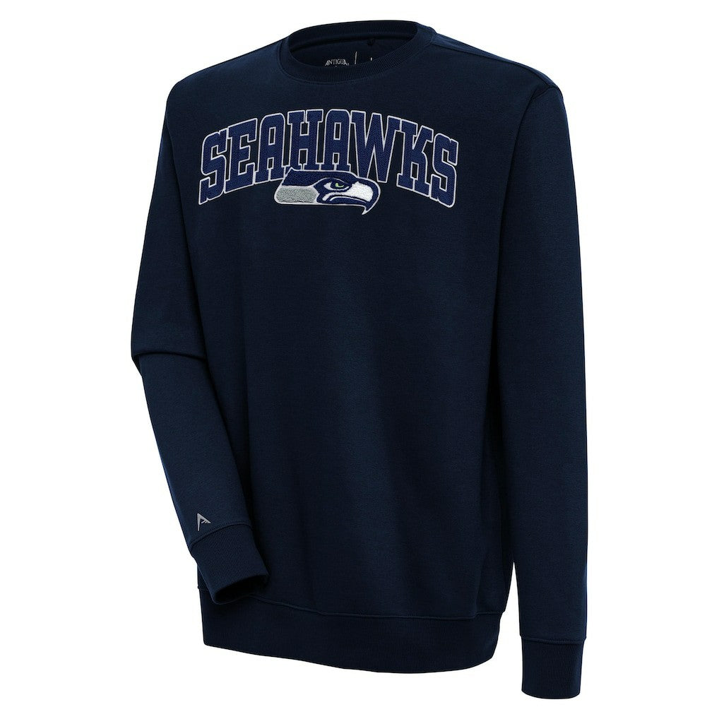 Seattle Seahawks Antigua Victory Chenille Pullover Sweatshirt College Navy
