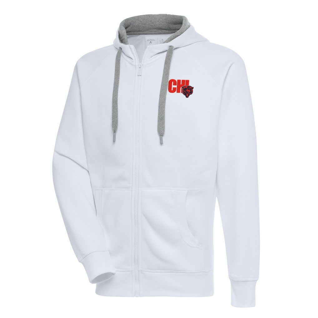 Chicago Bears Antigua Victory Full-Zip Hoodie White