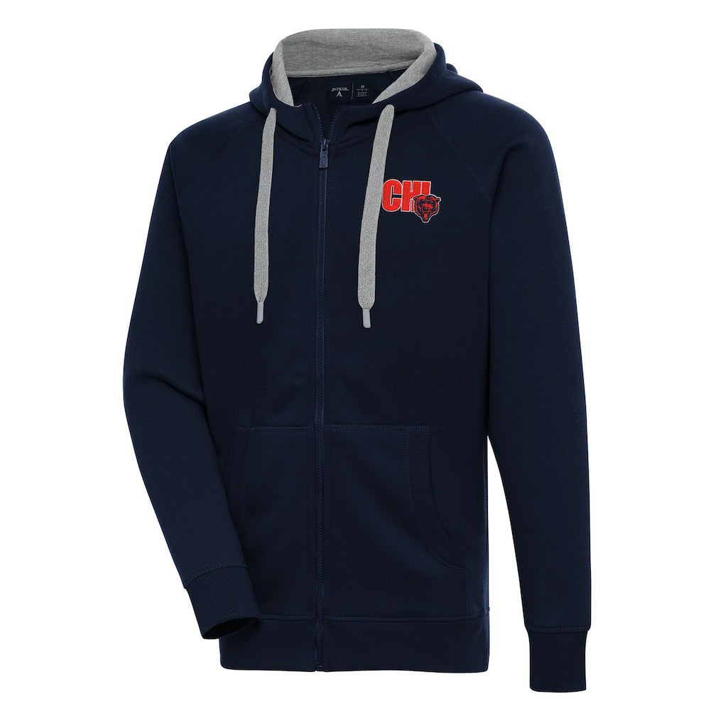 Chicago Bears Antigua Victory Full-Zip Hoodie Navy