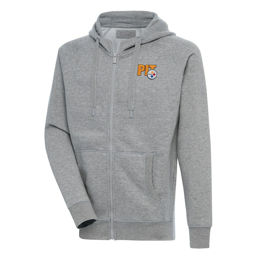 Pittsburgh Steelers Antigua Victory Full-Zip Hoodie Heather Gray