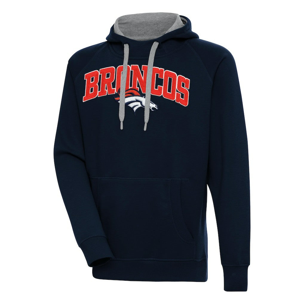 Denver Broncos Antigua Victory Pullover Hoodie Navy