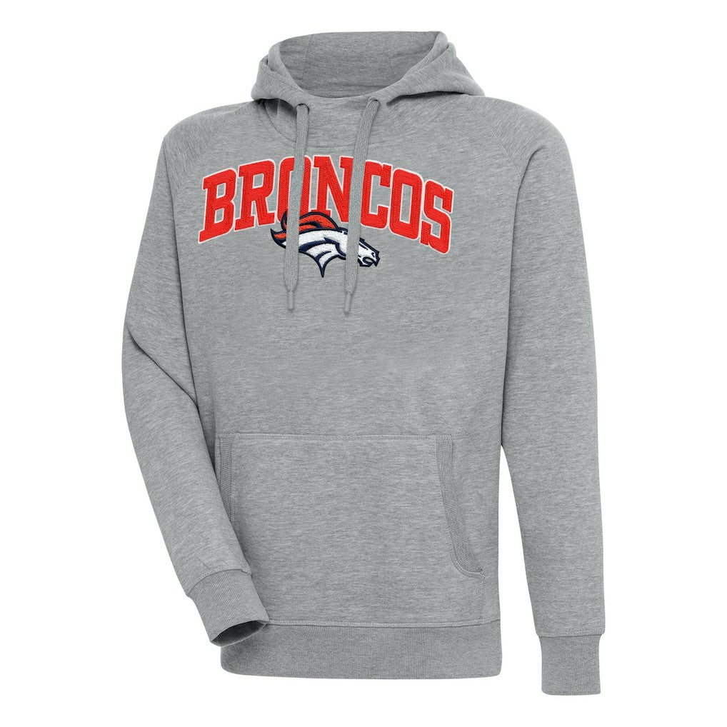Denver Broncos Antigua Victory Pullover Hoodie Heather Gray