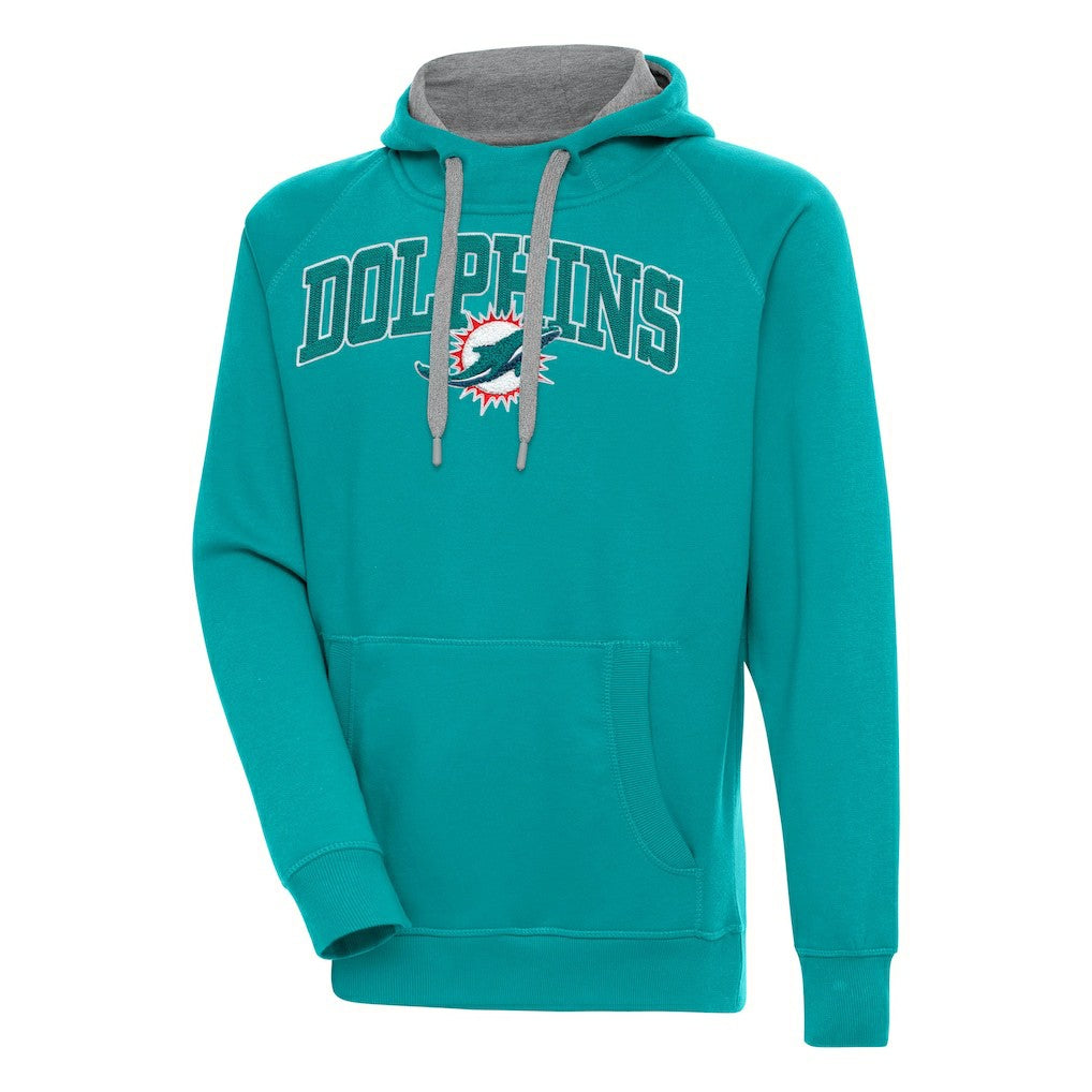 Miami Dolphins Antigua Victory Pullover Hoodie Aqua