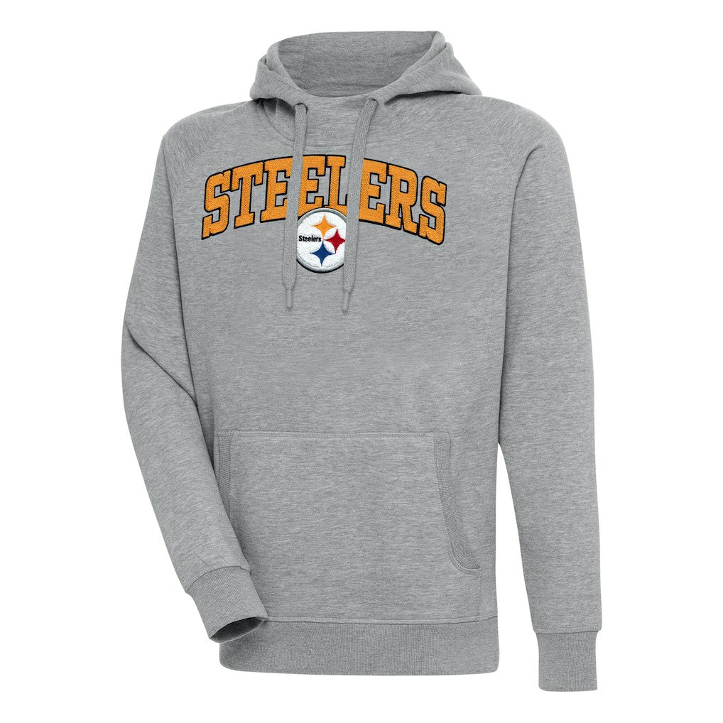 Pittsburgh Steelers Antigua Victory Pullover Hoodie Heather Gray