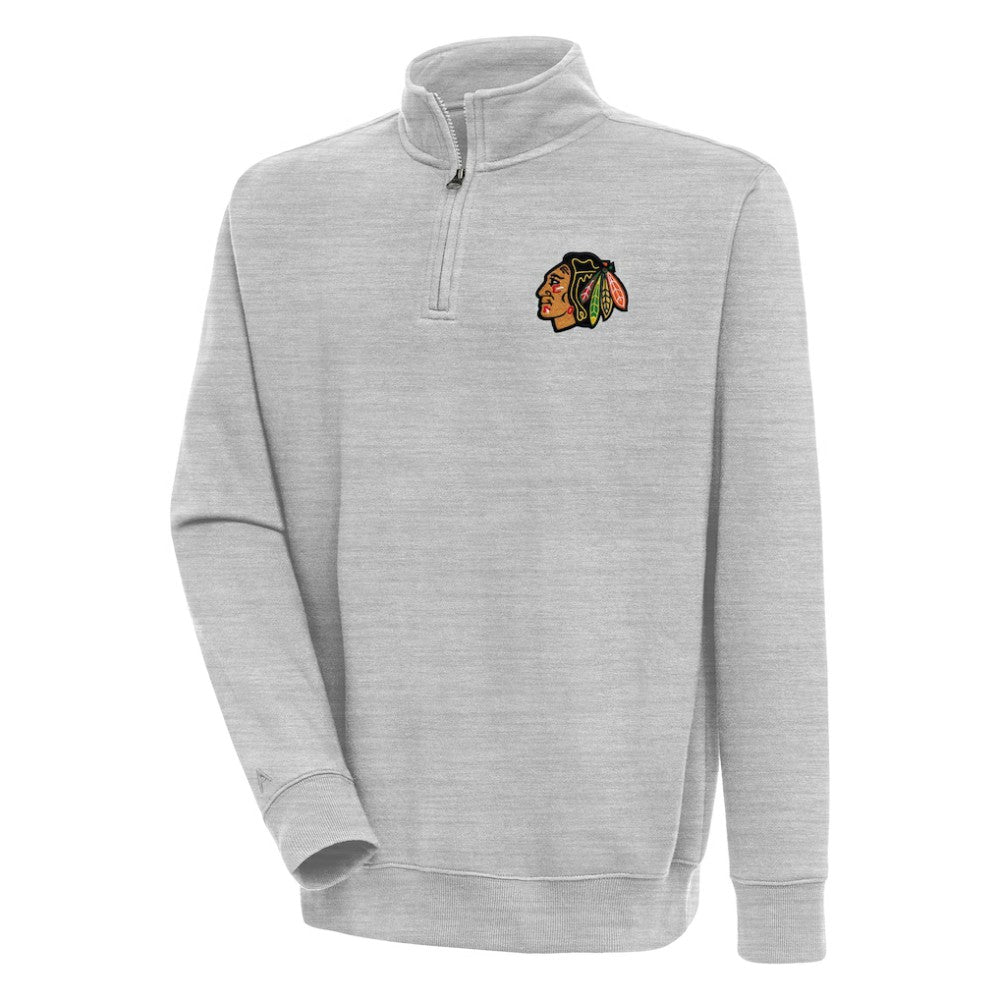 Chicago Blackhawks Antigua Victory Quarter-Zip Pullover Top - Heather Gray - NHL 200570720