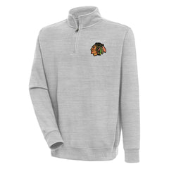 Chicago Blackhawks Antigua Victory Quarter-Zip Pullover Top - Heather Gray - NHL 200570720