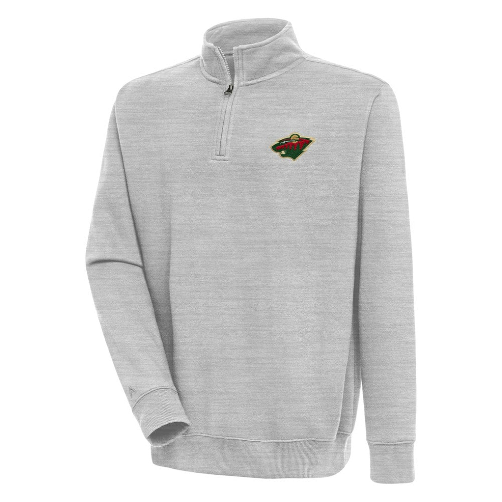 Minnesota Wild Antigua Victory Quarter-Zip Pullover Top - Heather Gray - NHL 200570755