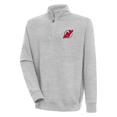 New Jersey Devils Antigua Victory Quarter-Zip Pullover Top - Heather Gray - NHL 200570768