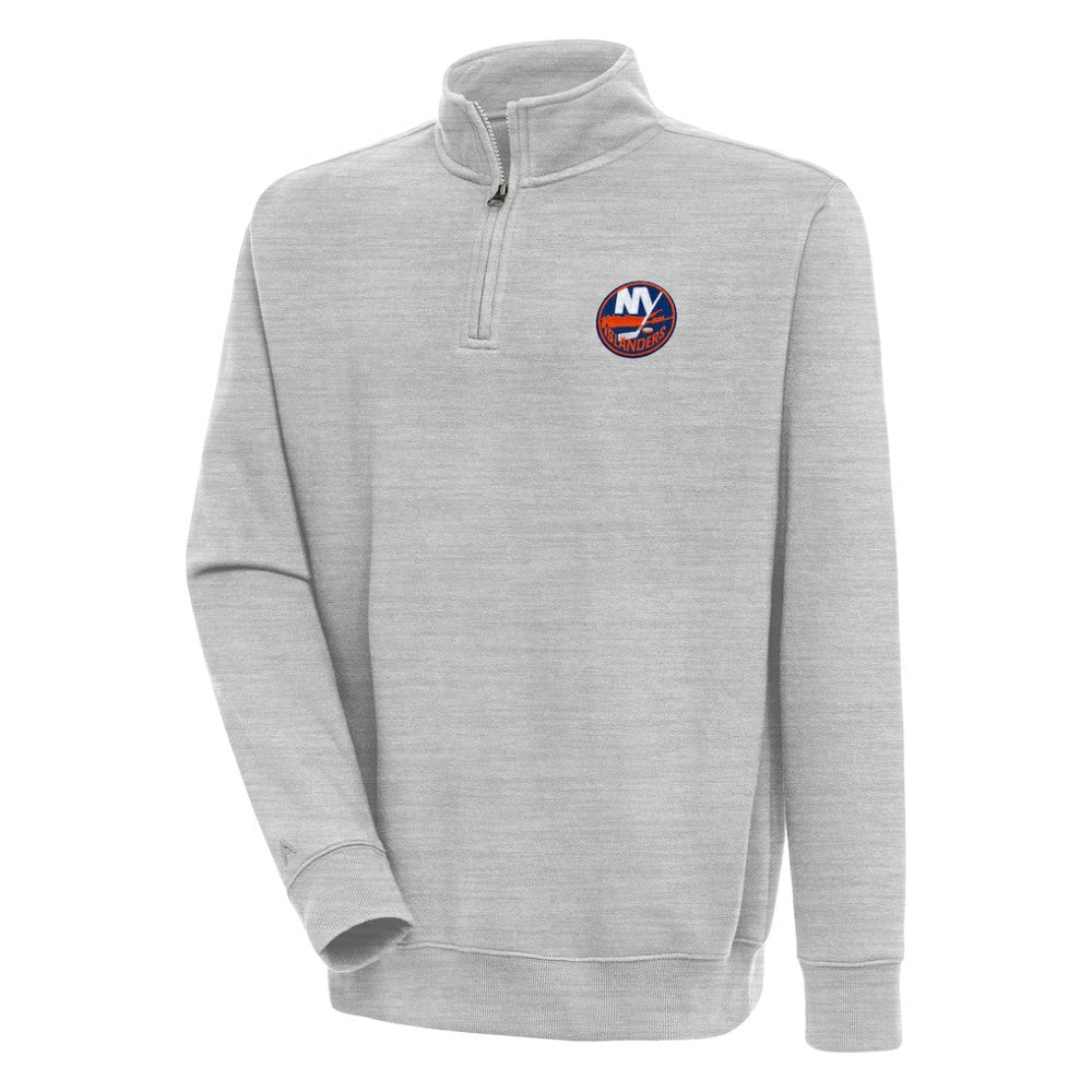 New York Islanders Antigua Victory Quarter-Zip Pullover Top - Heather Gray - NHL 200570771