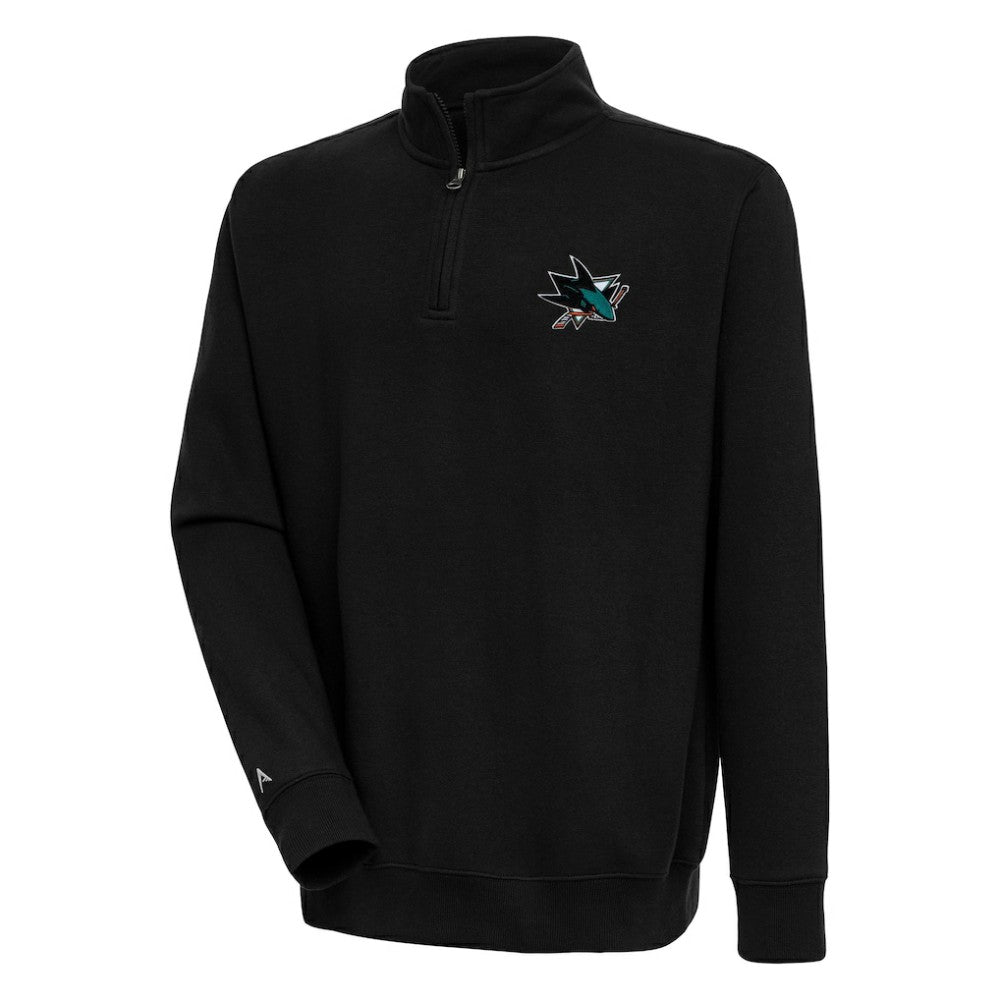 San Jose Sharks Antigua Victory Quarter-Zip Pullover Top - Black - NHL 200570788