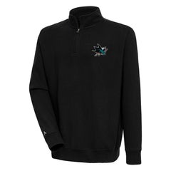 San Jose Sharks Antigua Victory Quarter-Zip Pullover Top - Black - NHL 200570788