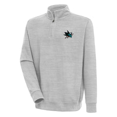 San Jose Sharks Antigua Victory Quarter-Zip Pullover Top - Heather Gray - NHL 200570790