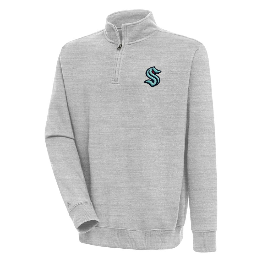 Seattle Kraken Antigua Victory Quarter-Zip Pullover Top - Heather Gray - NHL 200570794