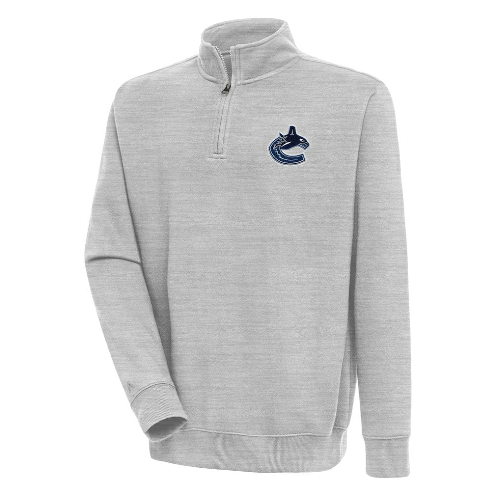 Vancouver Canucks Antigua Victory Quarter-Zip Pullover Top - Heather Gray - NHL 200570800