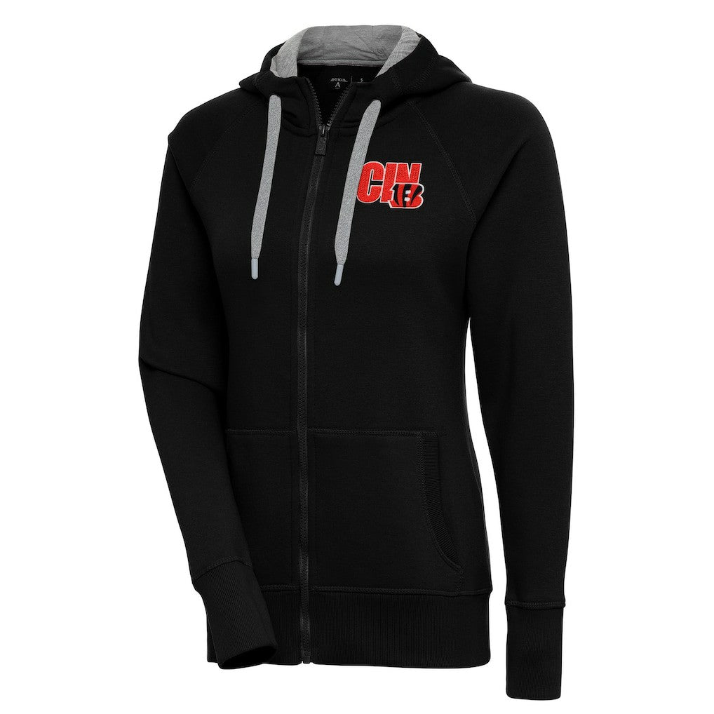Cincinnati Bengals Antigua Women's Victory Full-Zip Hoodie Black
