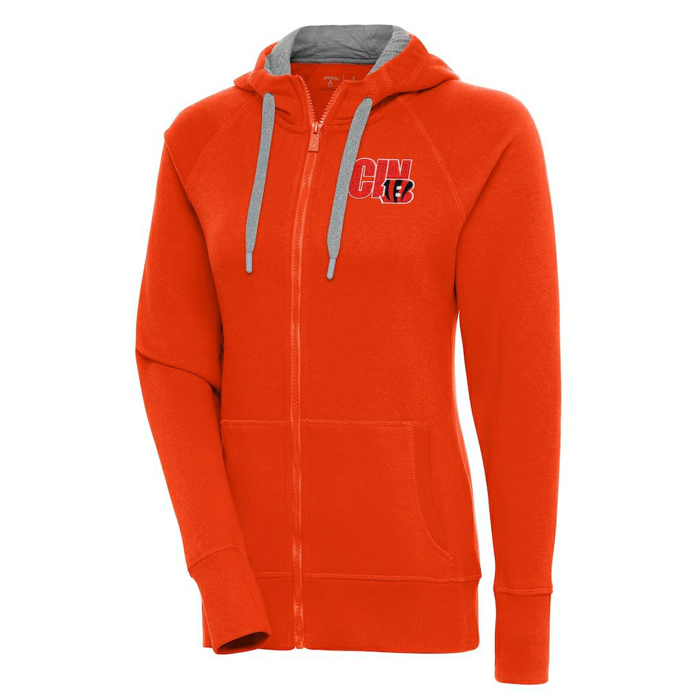 Cincinnati Bengals Antigua Women's Victory Full-Zip Hoodie Orange