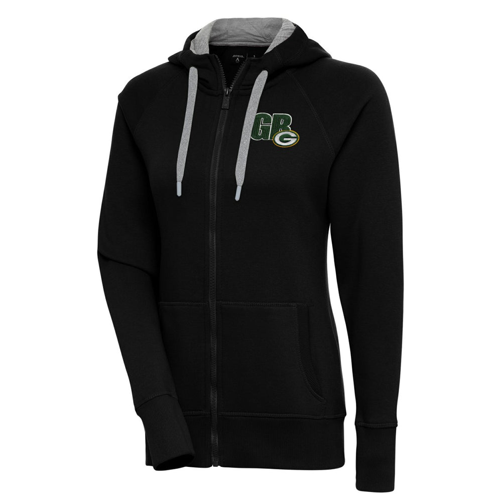 Green Bay Packers Antigua Women's Victory Full-Zip Hoodie Black