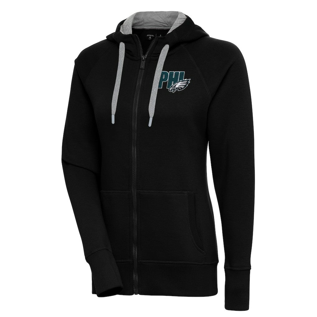 Philadelphia Eagles Antigua Women's Victory Full-Zip Hoodie Black
