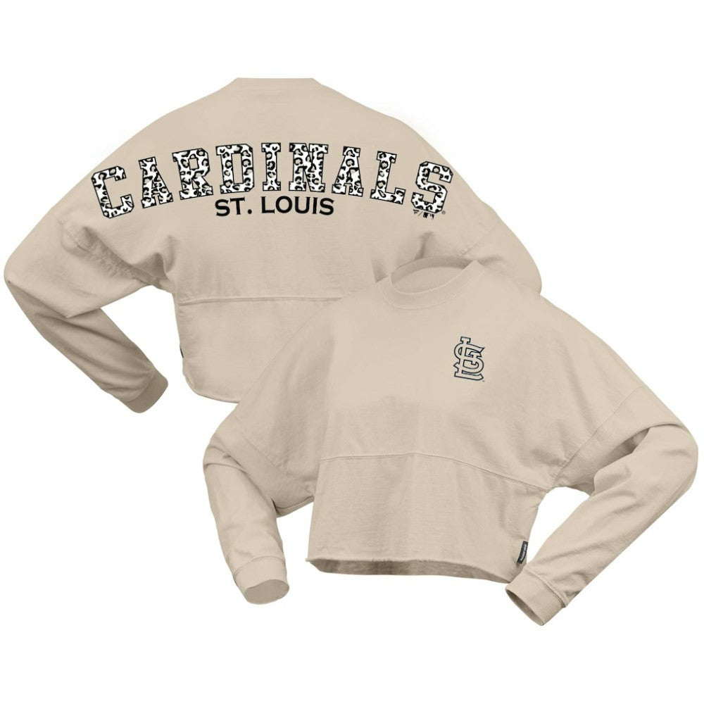 St. Louis Cardinals Fanatics Women's Long Sleeve Cropped Jersey T-Shirt - Cream - Fanatics Discount