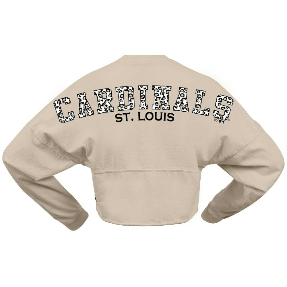 St. Louis Cardinals Fanatics Women's Long Sleeve Cropped Jersey T-Shirt - Cream - Fanatics Discount