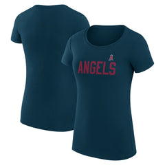 Los Angeles Angels G-III 4Her by Carl Banks Women's Super-Slim Fit Lightweight Dot Print T-Shirt - Navy - MLB Online