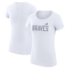 Atlanta Braves G-III 4Her by Carl Banks Women's Super-Slim Fit Lightweight Dot Print T-Shirt - White - MLB Sale