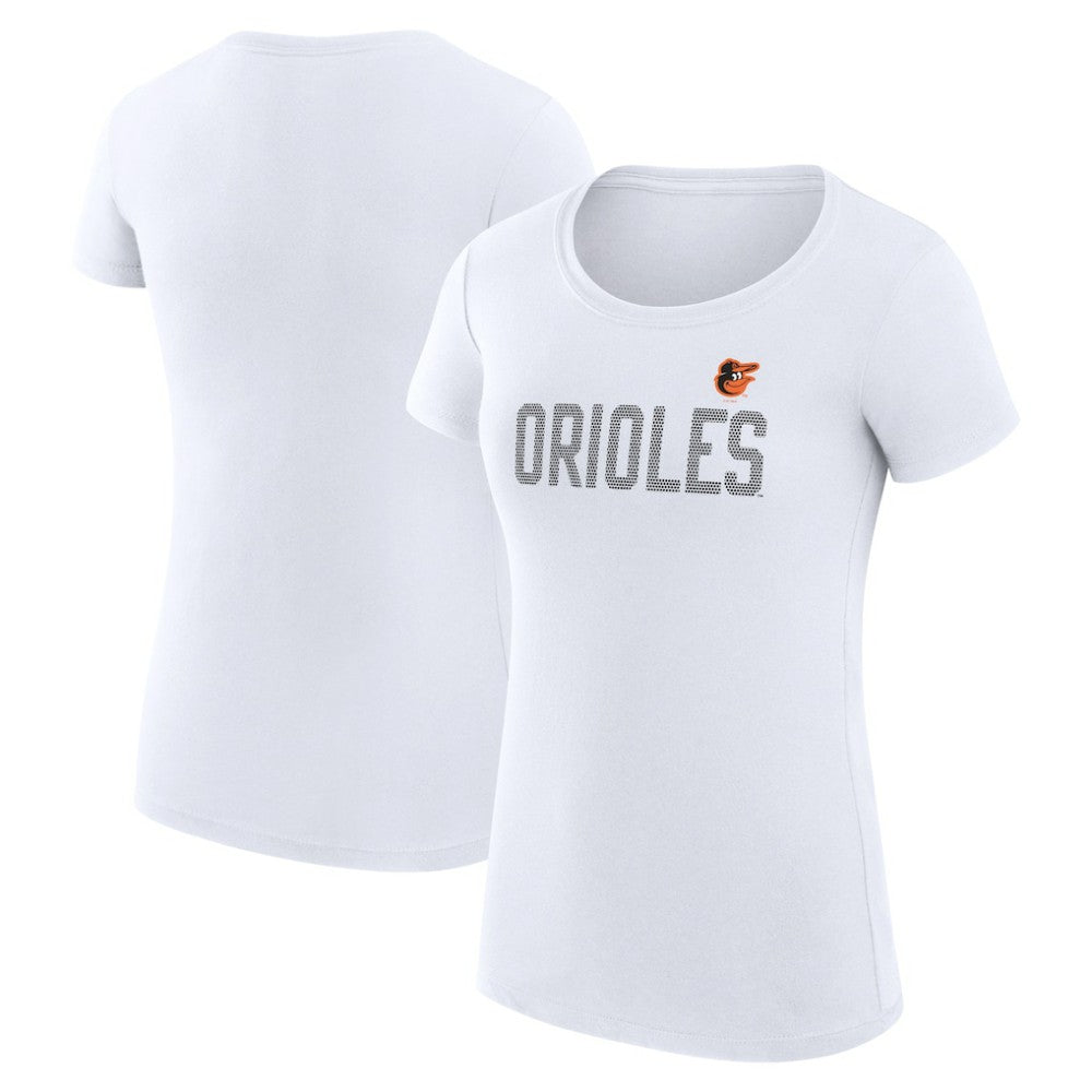 Baltimore Orioles G-III 4Her by Carl Banks Women's Super-Slim Fit Lightweight Dot Print T-Shirt - White - MLB Discount