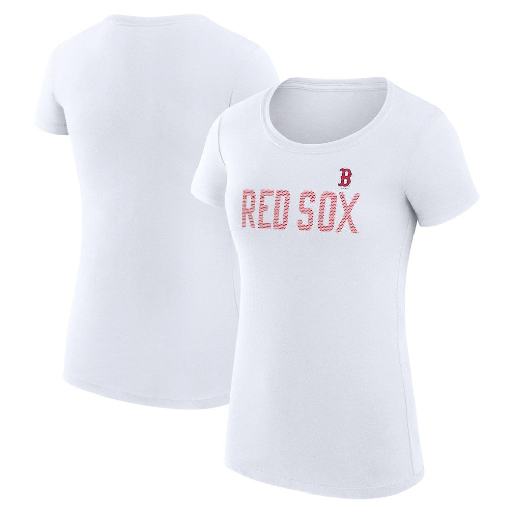 Boston Red Sox G-III 4Her by Carl Banks Women's Super-Slim Fit Lightweight Dot Print T-Shirt - White - MLB Sale