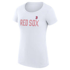 Boston Red Sox G-III 4Her by Carl Banks Women's Super-Slim Fit Lightweight Dot Print T-Shirt - White - MLB Sale