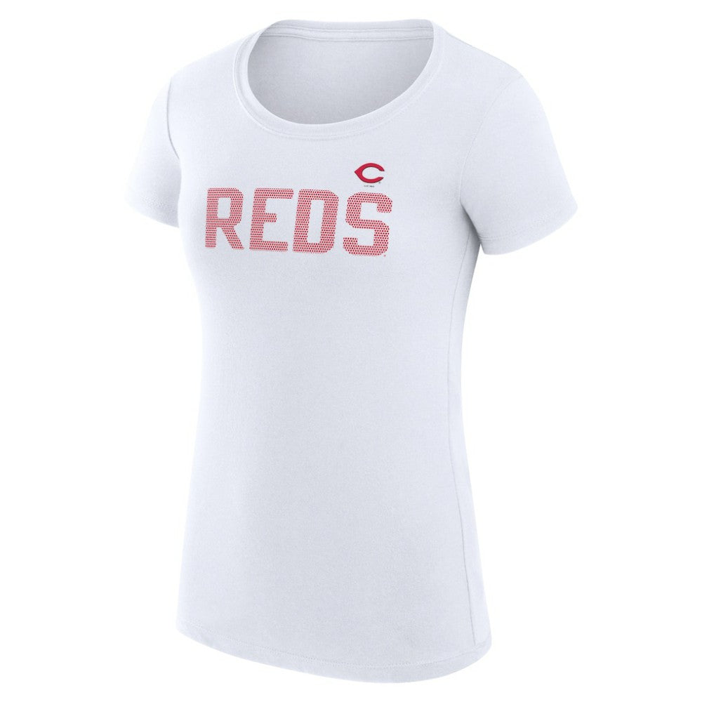 Cincinnati Reds G-III 4Her by Carl Banks Women's Super-Slim Fit Lightweight Dot Print T-Shirt - White - MLB Sale