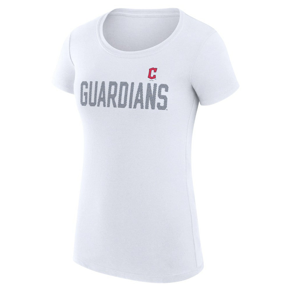 Cleveland Guardians G-III 4Her by Carl Banks Women's Super-Slim Fit Lightweight Dot Print T-Shirt - White - MLB Discount
