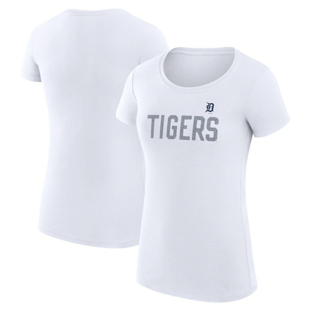 Detroit Tigers G-III 4Her by Carl Banks Women's Super-Slim Fit Lightweight Dot Print T-Shirt - White - MLB Discount