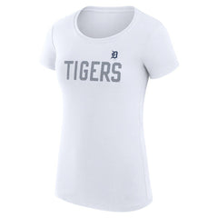Detroit Tigers G-III 4Her by Carl Banks Women's Super-Slim Fit Lightweight Dot Print T-Shirt - White - MLB Discount