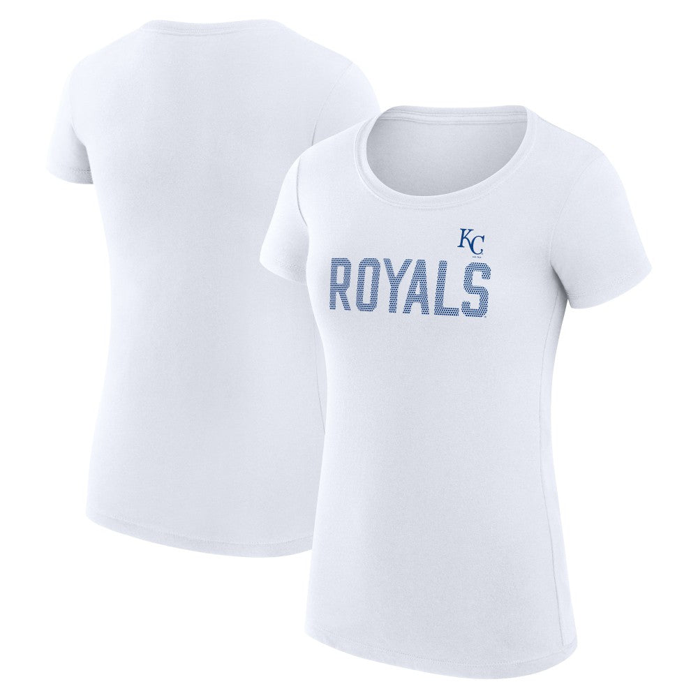 Kansas City Royals G-III 4Her by Carl Banks Women's Super-Slim Fit Lightweight Dot Print T-Shirt - White - MLB Discount