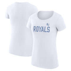 Kansas City Royals G-III 4Her by Carl Banks Women's Super-Slim Fit Lightweight Dot Print T-Shirt - White - MLB Discount