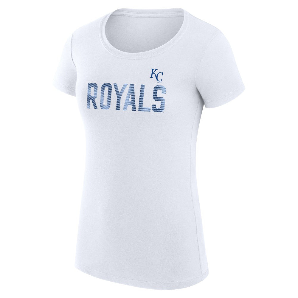 Kansas City Royals G-III 4Her by Carl Banks Women's Super-Slim Fit Lightweight Dot Print T-Shirt - White - MLB Discount