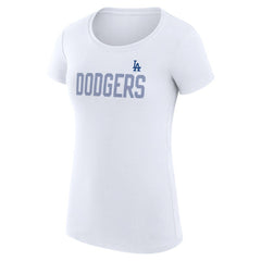 Los Angeles Dodgers G-III 4Her by Carl Banks Women's Super-Slim Fit Lightweight Dot Print T-Shirt - White - MLB Sale