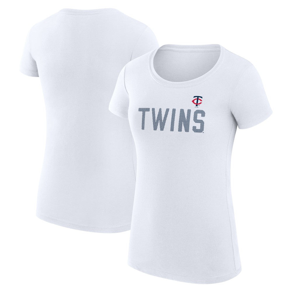 Minnesota Twins G-III 4Her by Carl Banks Women's Super-Slim Fit Lightweight Dot Print T-Shirt - White - MLB Sale