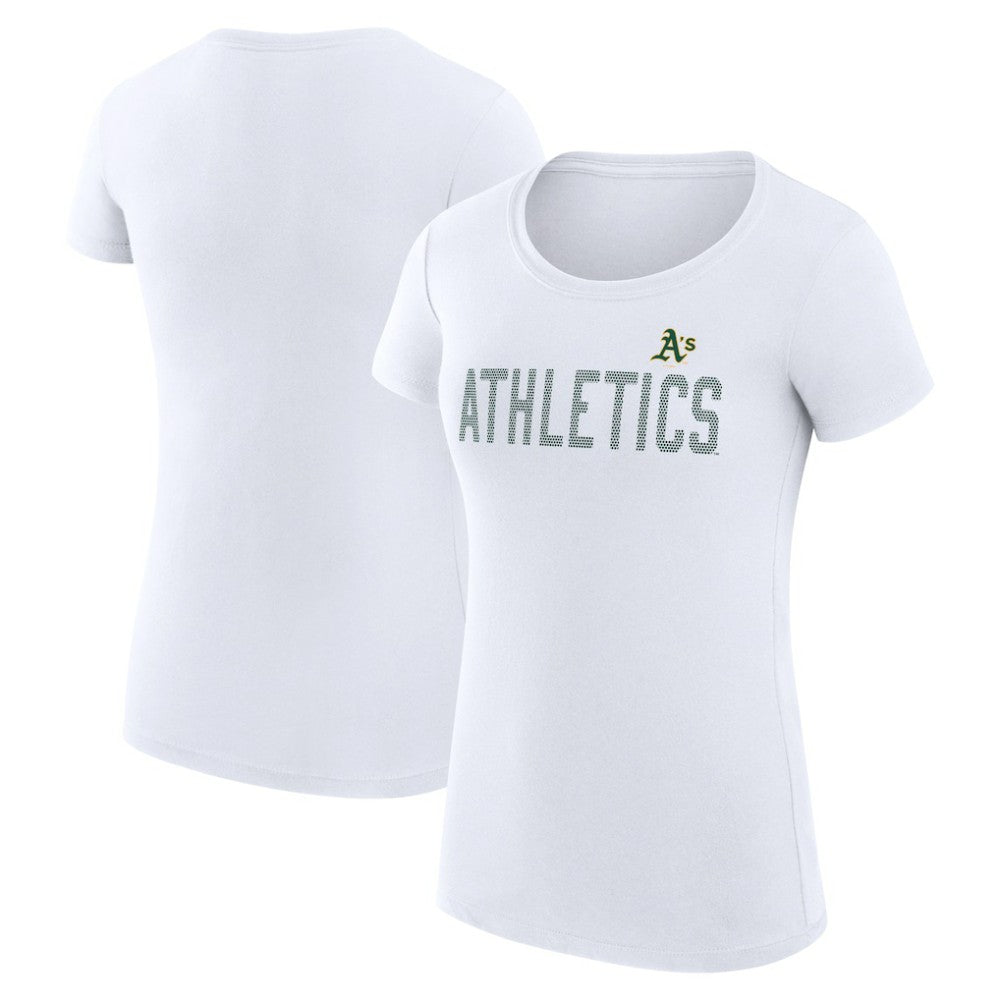 Athletics G-III 4Her by Carl Banks Women's Super-Slim Fit Lightweight Dot Print T-Shirt - White - MLB Lifestyle