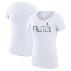 Athletics G-III 4Her by Carl Banks Women's Super-Slim Fit Lightweight Dot Print T-Shirt - White - MLB Lifestyle