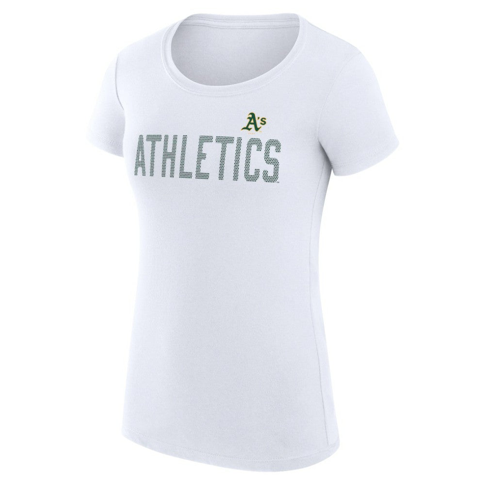 Athletics G-III 4Her by Carl Banks Women's Super-Slim Fit Lightweight Dot Print T-Shirt - White - MLB Lifestyle