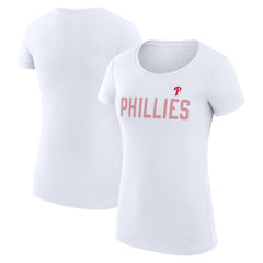 Philadelphia Phillies G-III 4Her by Carl Banks Women's Super-Slim Fit Lightweight Dot Print T-Shirt - White - MLB Discount
