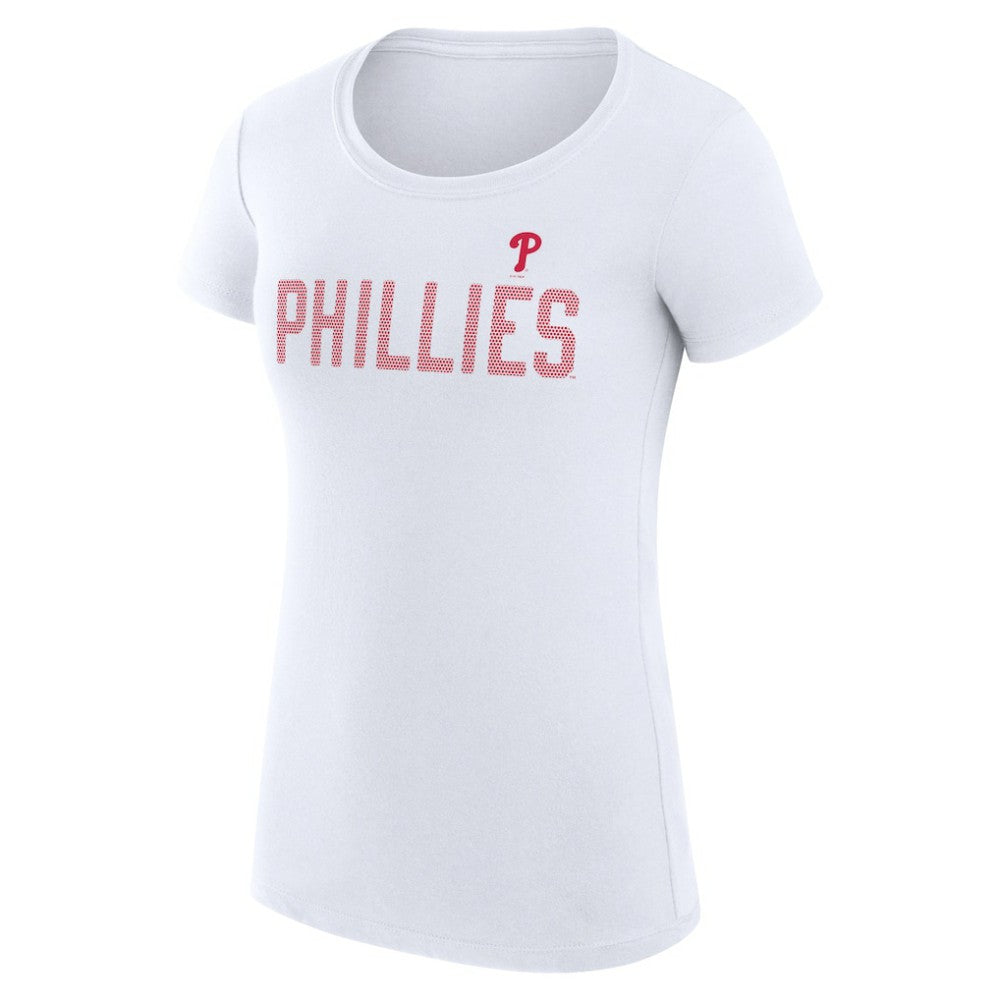 Philadelphia Phillies G-III 4Her by Carl Banks Women's Super-Slim Fit Lightweight Dot Print T-Shirt - White - MLB Discount