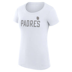 San Diego Padres G-III 4Her by Carl Banks Women's Super-Slim Fit Lightweight Dot Print T-Shirt - White - MLB on Sale