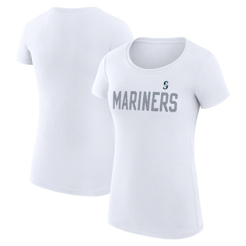 Seattle Mariners G-III 4Her by Carl Banks Women's Super-Slim Fit Lightweight Dot Print T-Shirt - White - MLB on Sale