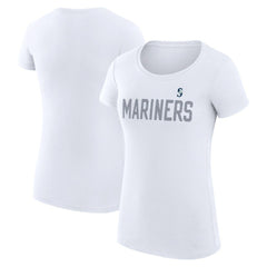 Seattle Mariners G-III 4Her by Carl Banks Women's Super-Slim Fit Lightweight Dot Print T-Shirt - White - MLB on Sale