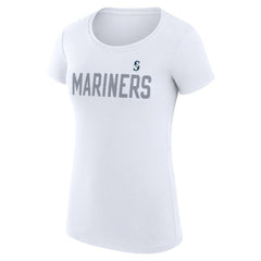 Seattle Mariners G-III 4Her by Carl Banks Women's Super-Slim Fit Lightweight Dot Print T-Shirt - White - MLB on Sale