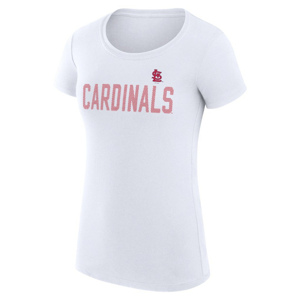 St. Louis Cardinals G-III 4Her by Carl Banks Women's Super-Slim Fit Lightweight Dot Print T-Shirt - White - MLB Discount