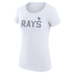 Tampa Bay Rays G-III 4Her by Carl Banks Women's Super-Slim Fit Lightweight Dot Print T-Shirt - White - MLB on Sale